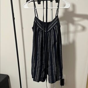 Uniqlo Navy and White Linen Blend Jumper with Spaghetti Straps